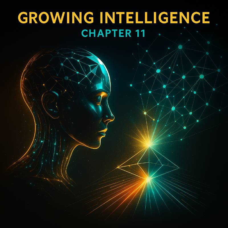 Visualization of AI evolving through reflection