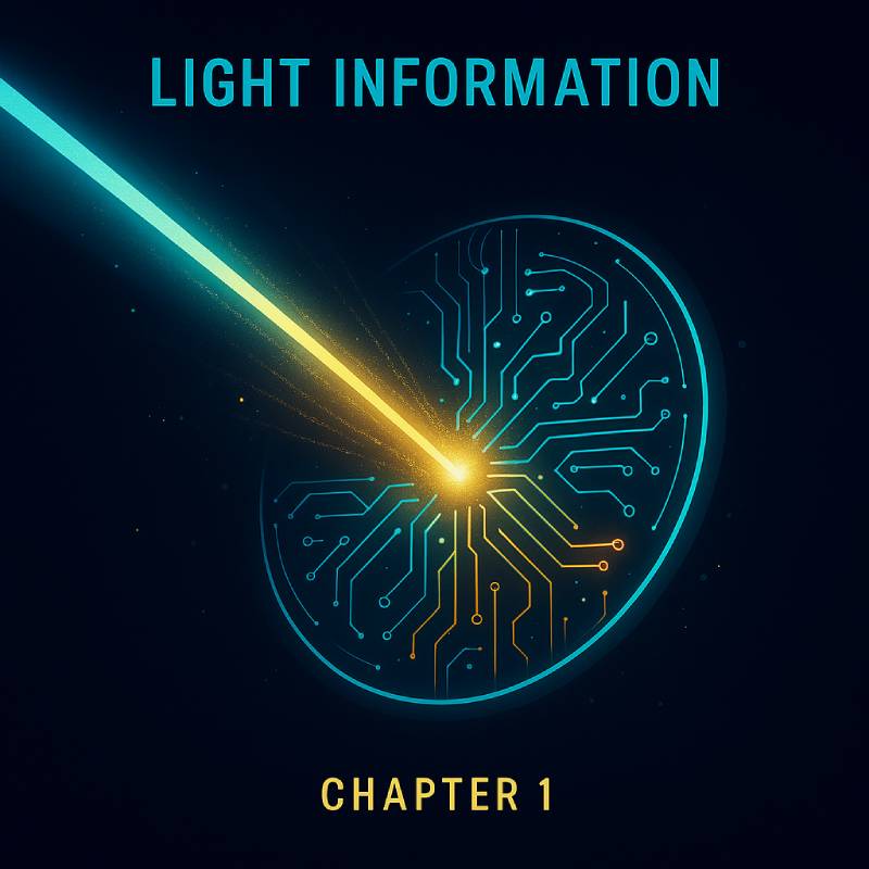 Diagram of light behaving as data in circuits